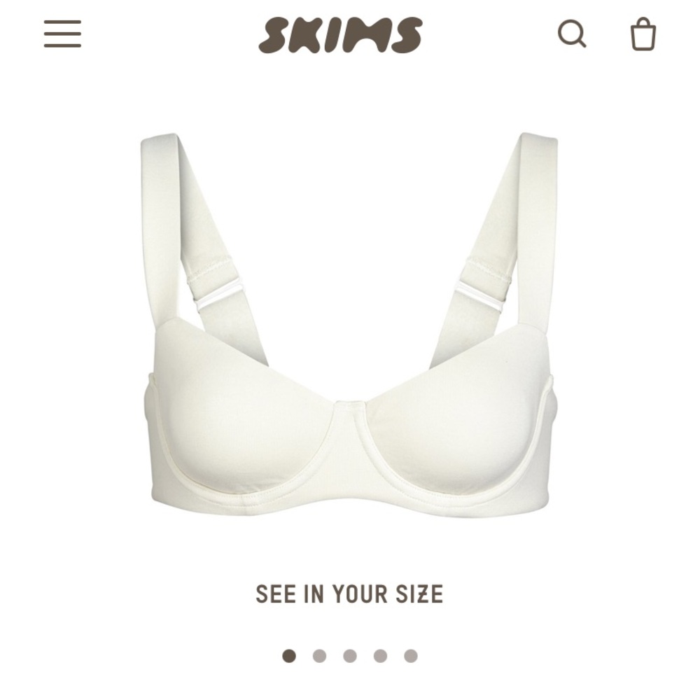 SKIMS Cotton Wide Strap Balconette 36E (DD)